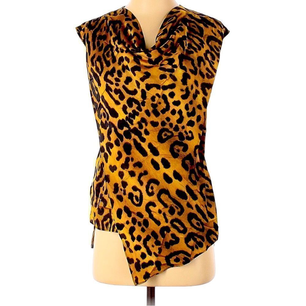 Adam Lippes Collective Leopard Cowl Neck Top Size 4